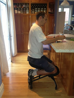 Using a kneeling chair to work at low kitchen counters