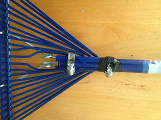 How to connect a rake head and telescoping handle for tall people