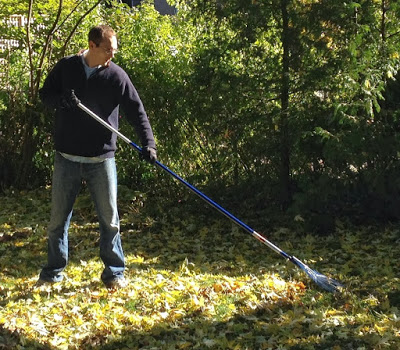 demonstration of using a rake for tall people