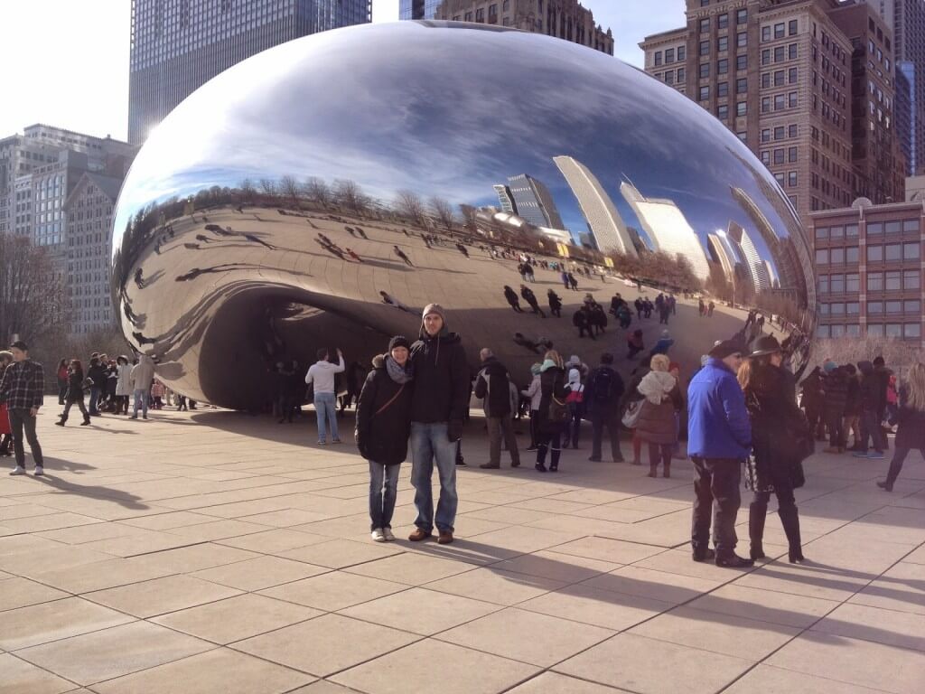 Tall guy checking out the bean in chicago