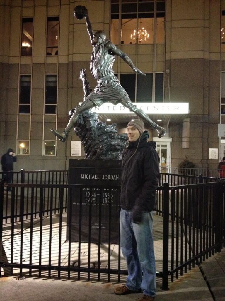 Tall Guy and Michael Jordon Statue at United Center